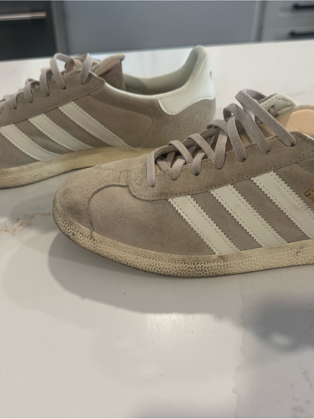 adidas Suede Sneakers in Light Taupe and White